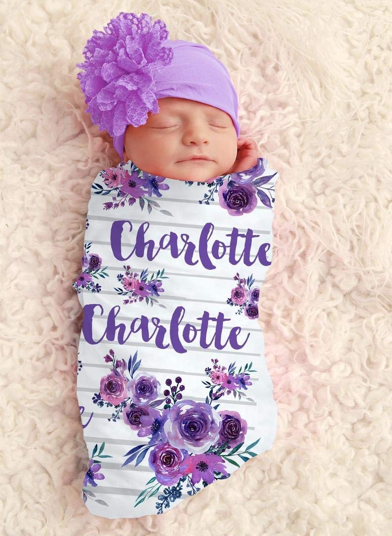 personalized baby girl swaddle