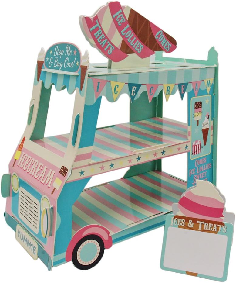 Cupcake Stand 3 Tier Cardboard Ice Cream Food Cart Decoration Dessert Tray for Party