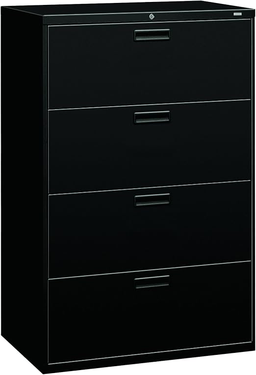 Amazon Com Hon 4 Drawer Office Filing Cabinet 500 Series Lateral File Cabinet 19 25 D Black H584 Furniture Decor