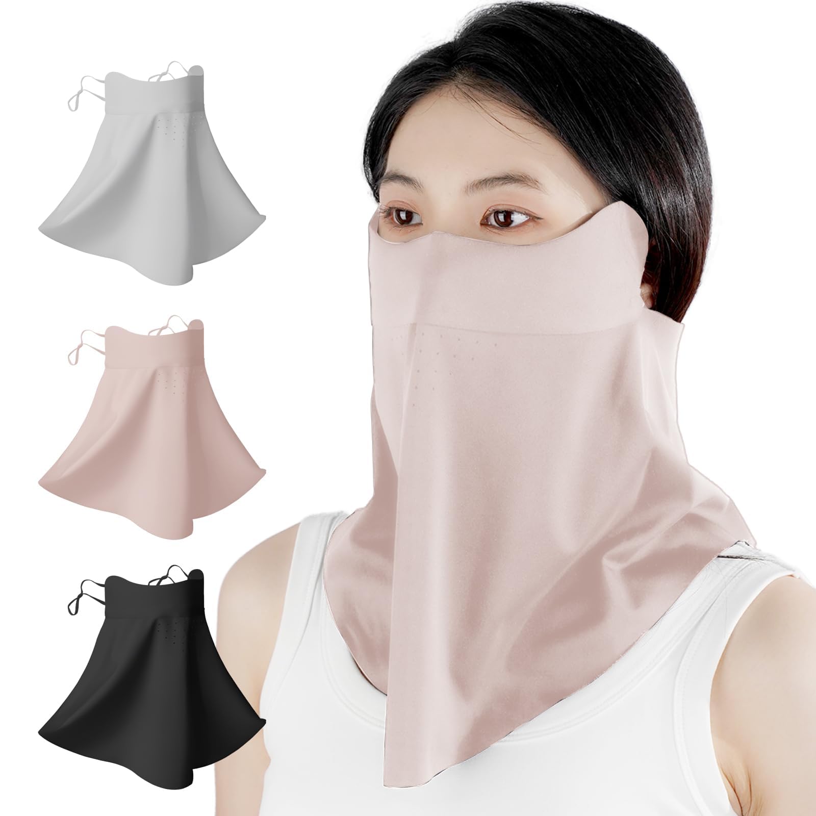 Photo 1 of UV Protection Face Sun Mask with Neck Coverage Breathable Design for Summer Outdoor Activities UPF 50+ Cooling Face Mask with 3D AirMesh Tech Pink