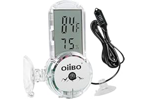 OIIBO Digital Reptile Thermometer Hygrometer with Humidity Probe, Reptiles Tank Thermometer Hygrometer with Suction Cup for Bearded Dragon, Snake, Lizard Reptile Amphibians Terrarium