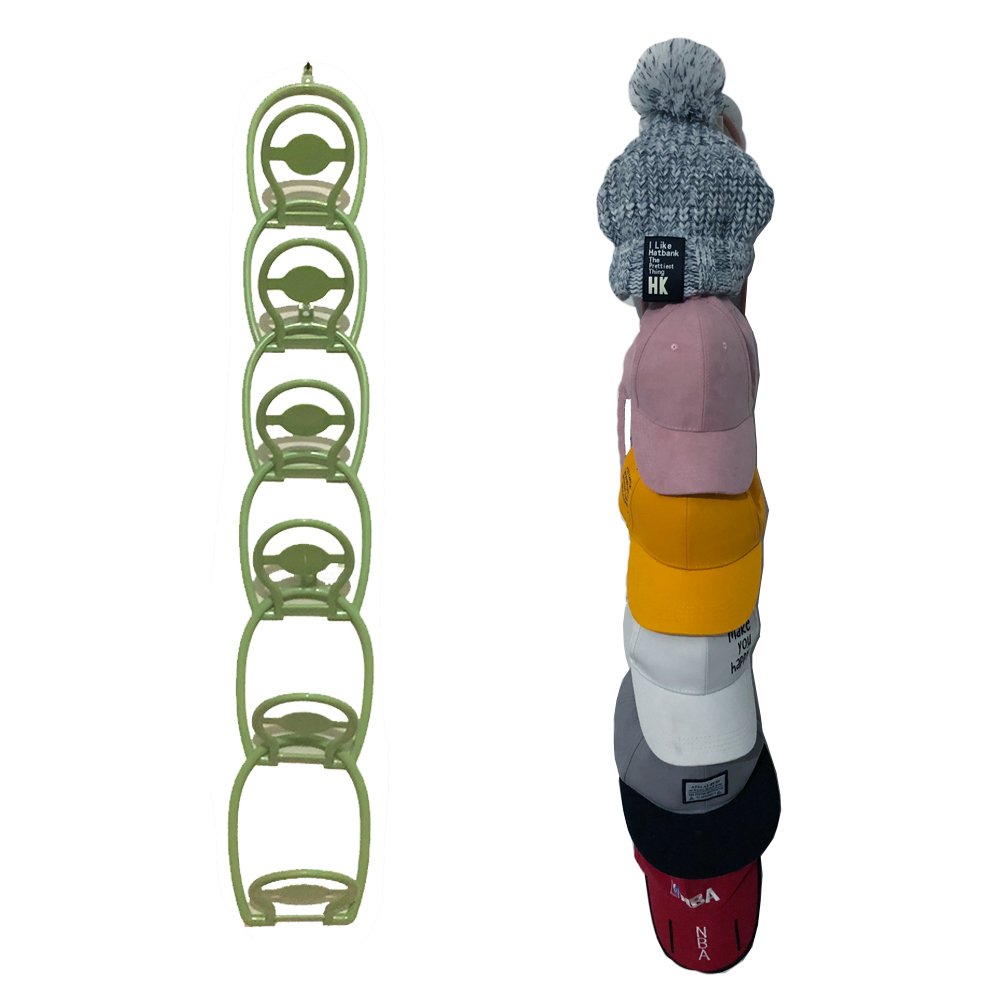 Tincogo Green Door & Wall Mounted Hat Rack Baseball Cap Holder Organizer,6 Pack