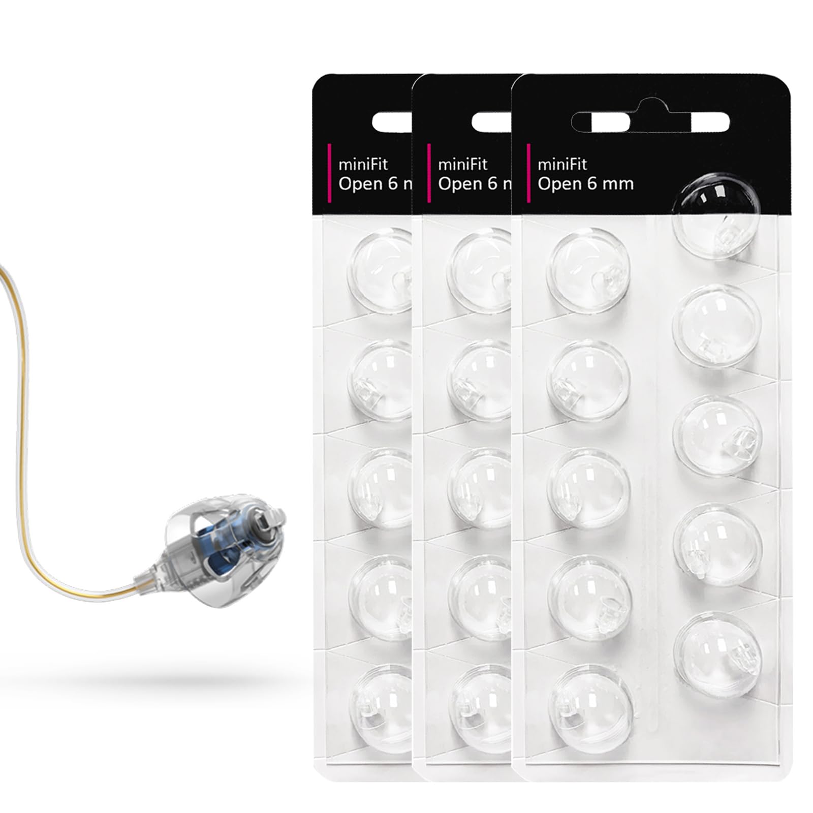 Photo 1 of (30 Pcs) Minifit Open Domes for Oticon (6mm) – Compatible Replacement Tips for Oticon Hearing Aids, Premium Universal Domes for Oticon Hearing Aid Supplies