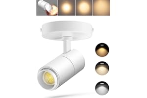 VANoopee 3-Color Zoomable Ceiling Spot Lights Indoor Flush Mount Adjustable LED Ceiling Spotlight Directional Light Fixture Dimmable Accent Light for Picture Art -CRI90 15-60° 10W 1000lm White