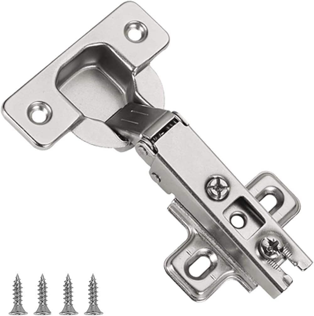 FURNIWARE 2 Pcs 35mm 110 Degree Self Close Full Overlay Cabinet Hinge Nickel