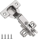 FURNIWARE 2 Pcs 35mm 110 Degree Self Close Full Overlay Cabinet Hinge Nickel