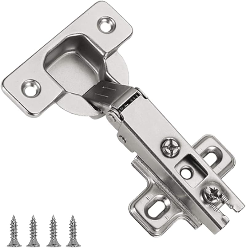 FURNIWARE 2 Pcs 35mm 110 Degree Self Close Full Overlay Cabinet Hinge Nickel
