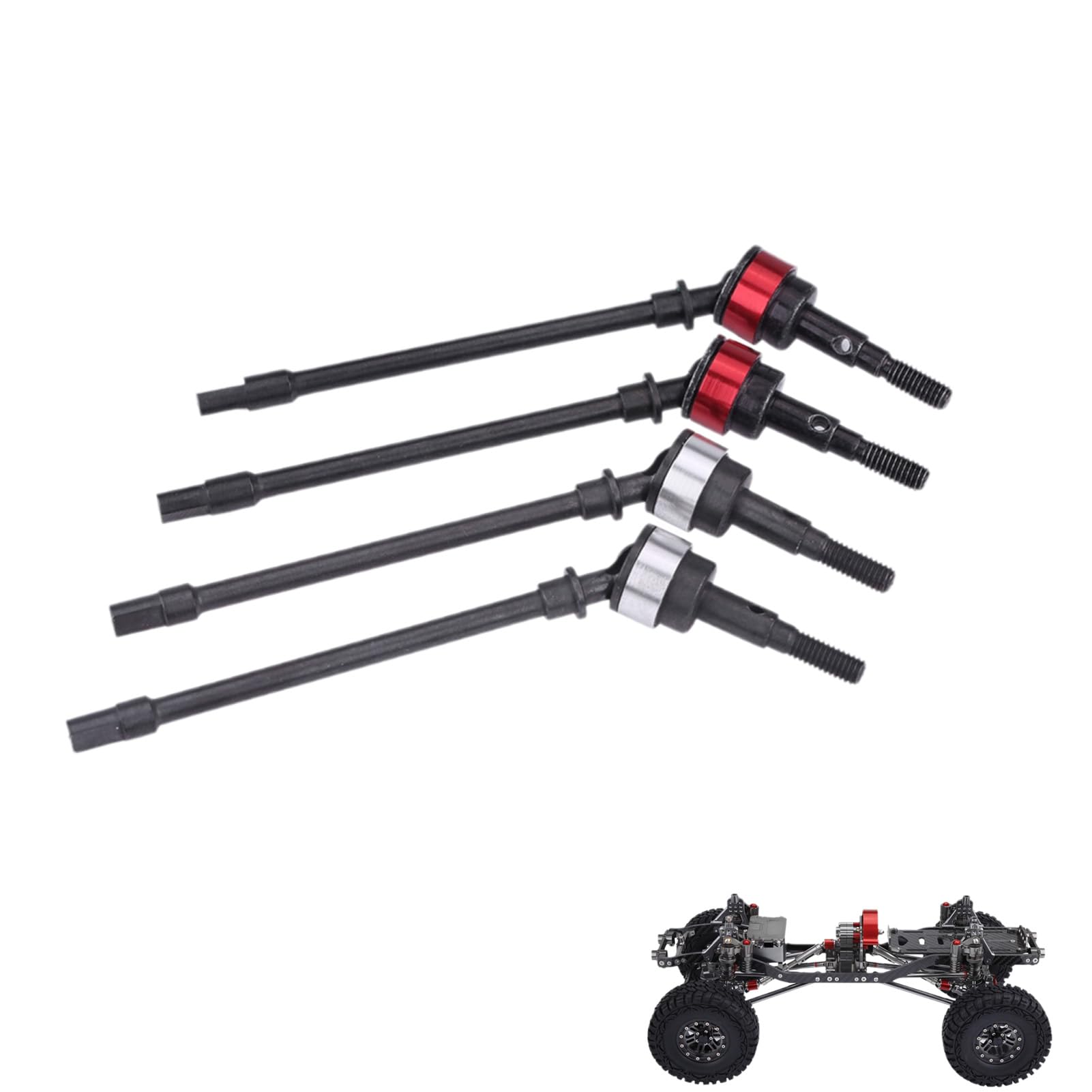 10.5cm / 4.13inch RC Axle Shaft 1/10 Axial, 4 Pieces Universal Drive Shaft High Carbon Steel Front Axle CVD Drive Shaft Remote Control Vehicle Model Accessories for SCX10 RC Car