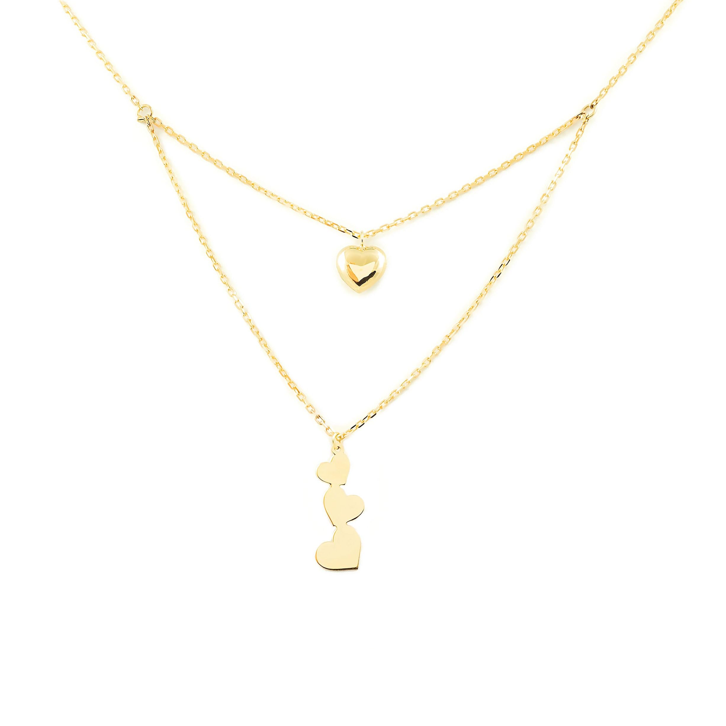 9ct Yellow Gold hearts double Pendant