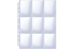 HERKKA Trading Card Sleeve Pages, 100 Pack 9 Pocket Album Pages 11 Holes Fit 3 Ring Binder