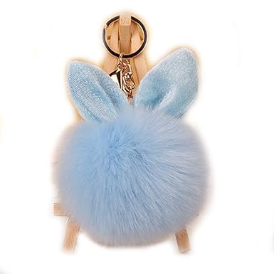URSFUR Schlüsselanhänger aus Kunstfell Kaninchen Fellbommel Bommel Geburtstagsgeschenk Taschenanhänger