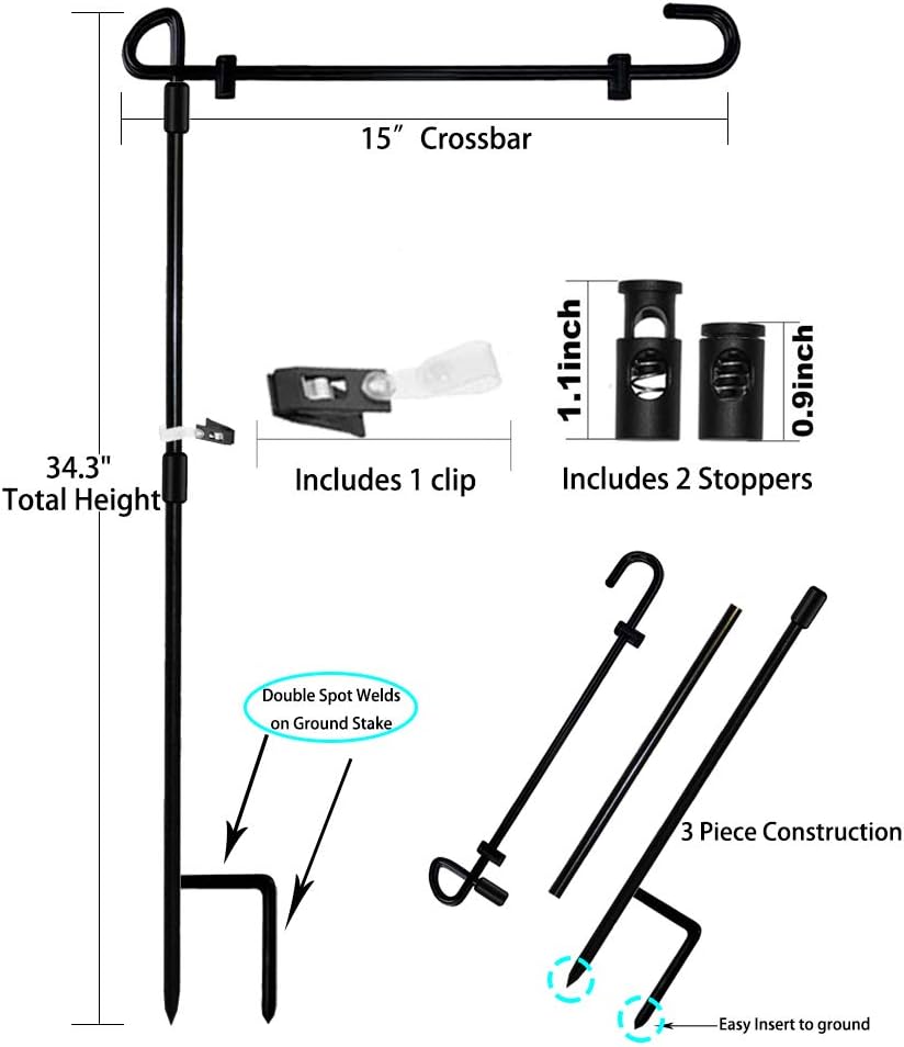MAXZONE Garden Flag Stand Banner Flagpole, Black Wrought Iron Yard Garden Flag Pole - Holds Flags up to 12.5" in Width for Outdoor Garden Lawn : Garden & Outdoor