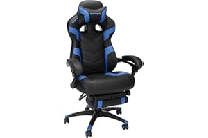 RESPAWN 110 Ergonomic Gaming Chair with Footrest Recliner - Racing Style High Back PC Computer Desk Office Chair - 360 Swivel, Adjustable Lumbar Support, Headrest Pillow, Padded Armrests - 2021 Blue