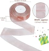 Tenn Well Rose Pink Ribbon 40mm x 50 Yards Double Sided Chiffon view 4