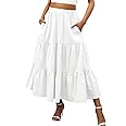 ANRABESS Women’s Summer Boho Flowy Swing Tiered A-Line Maxi Skirt 2025 Fashion Trendy Elastic Waist Pleated Long Beach Dress