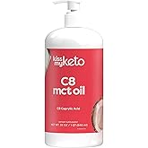 Kiss My Keto MCT Oil C8 – 32 oz Pure C8 MCT Oil Keto Fuel – Pure MCT Oil Bottle with Pump – High Octane MCT C8 Oil Caprylic A