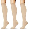 Saniripple (3 pairs) Compression Socks 20-30 mmHg Long Knee High Socks for Women Men Support Athletic Travel Daily Wear