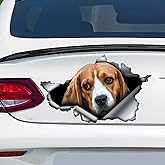 fabisup Beagle 3D Vinyl Car Decal Sticker, Waterproof Dog Car Stickers for Car Window, Animal Print Decoration, Single Use, Outdoor, 1 Count