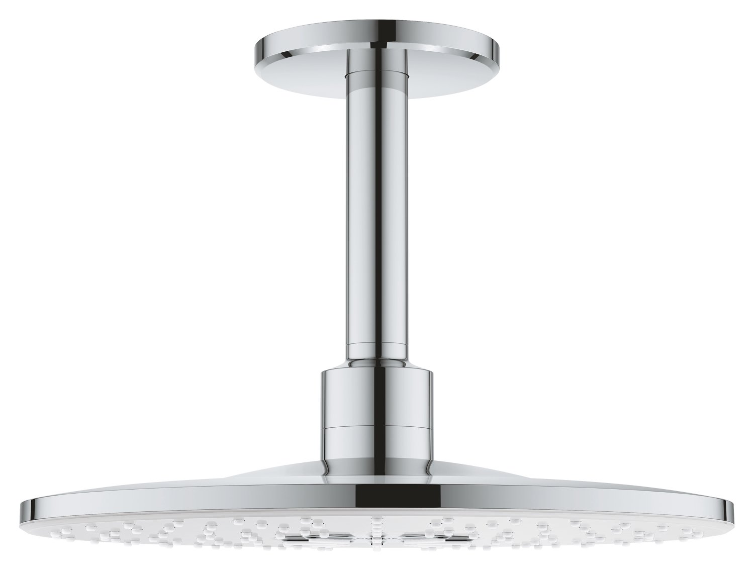 GROHE Rainshower 310 Smartactive Head Shower Set with 2 Spray Options 310mm Ceiling-Mounted Showerhead with 142mm Shower Arm, Chrome Finish and White Spray Plate, Round Shape Made In Germany 26477LS0