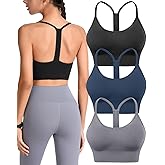 Evercute Racerback Sports Bras Padded Y Racer Back Cropped Bras for Yoga Workout Fitness Low Impact