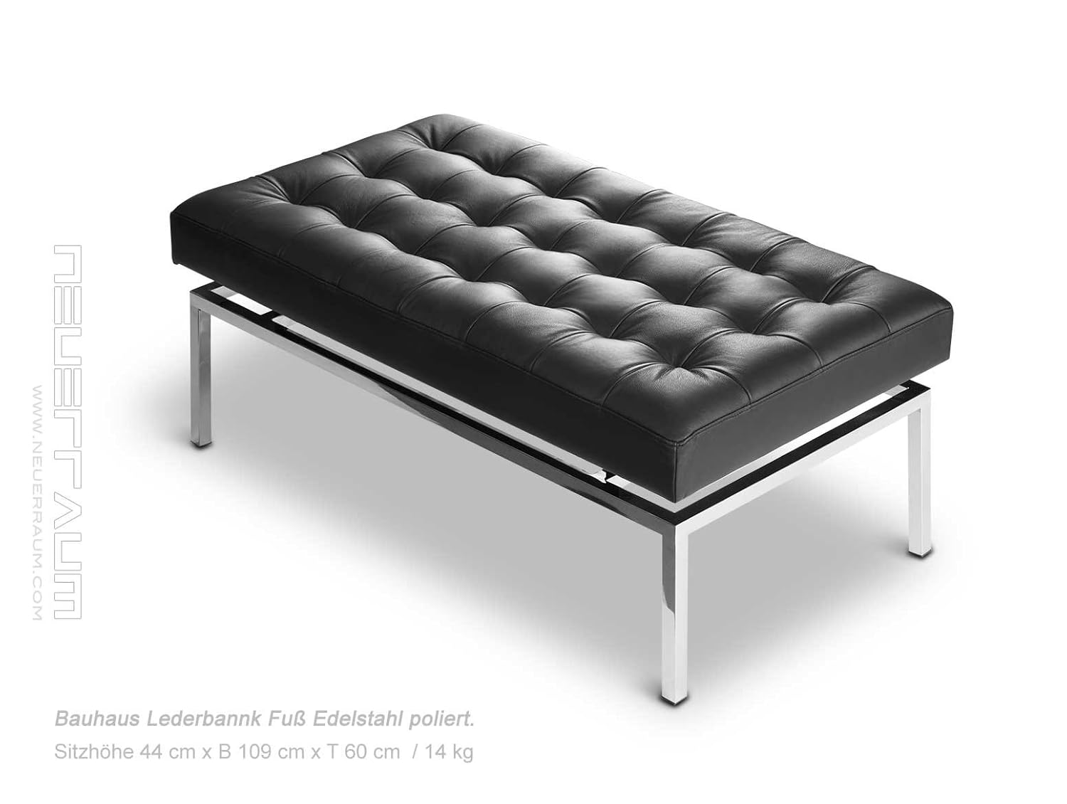 Black Bauhaus Leather Bench Seating Bench Bank Genuine Leather