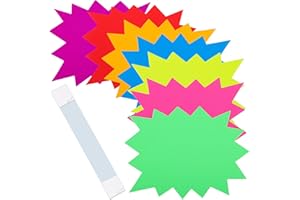 PRUDIUT 100 Pieces Starburst Signs Garage Sale Stickers Vision Board Supplies Yard Sale Price Tags for Retail Poster Bulletin Board Decorations Burst Paper Signs (4.7 6.5 Inch)
