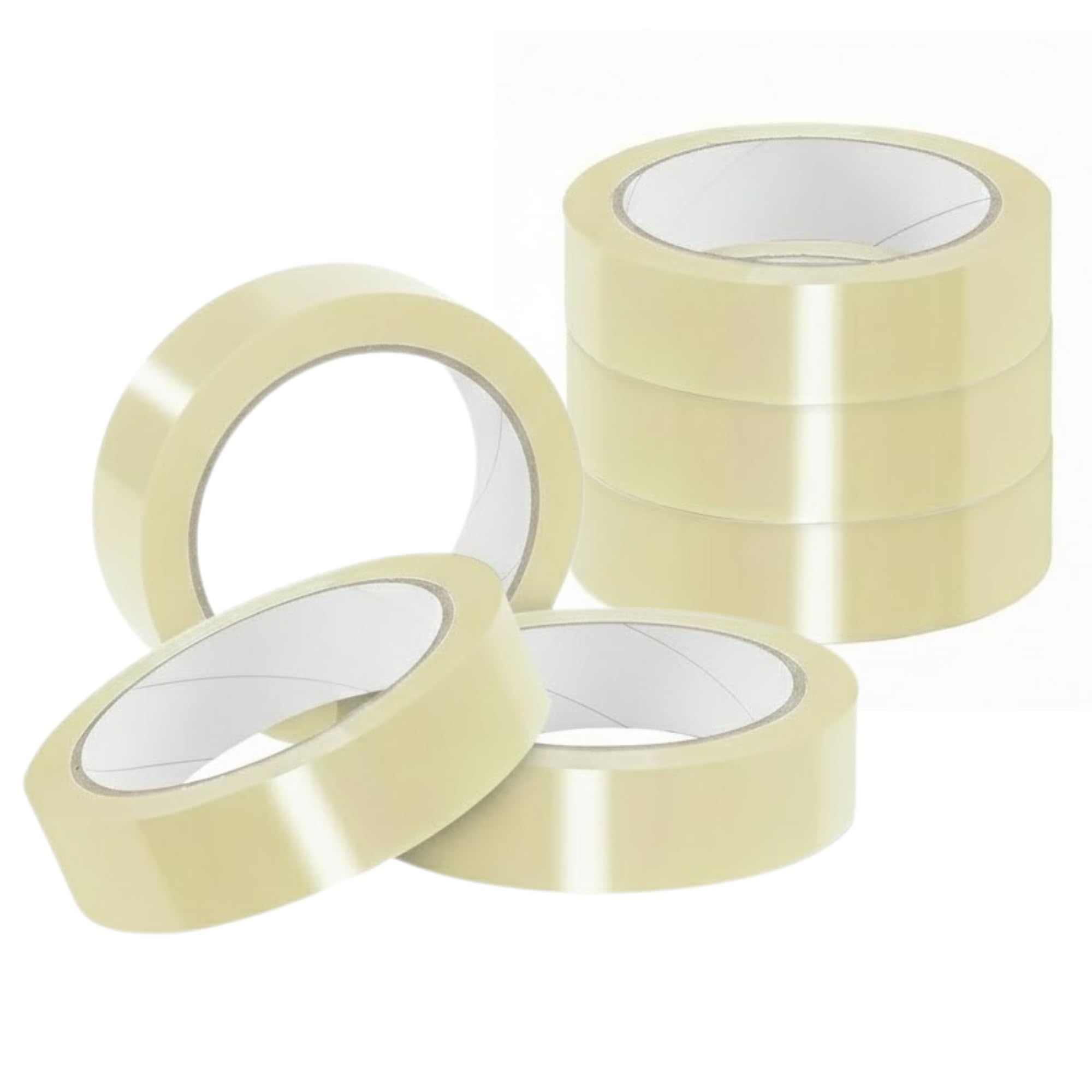 Clear Cello Tape Rolls Pack of 6-24MM X 66M Strong Transparent Sticky Sellotape for Parcel Packing, Gift Wrapping, Office & Home Use – Easy Tear Packaging Tape