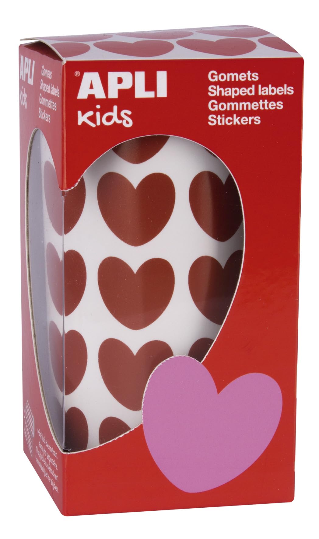 APLI KIDS 16731 Roll of 900 Red Heart Stickers 20 x 18 mm