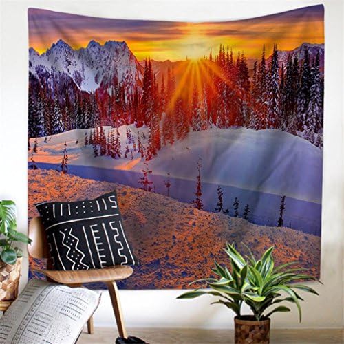 Wall Tapestry Wall Hanging Sunset Tapestry Snow Mountain Forest Tapestry Psychedelic Bohemian Mandala Tapestry Indian Wall Tapestry for Bedroom Living Room Dorm Decor
