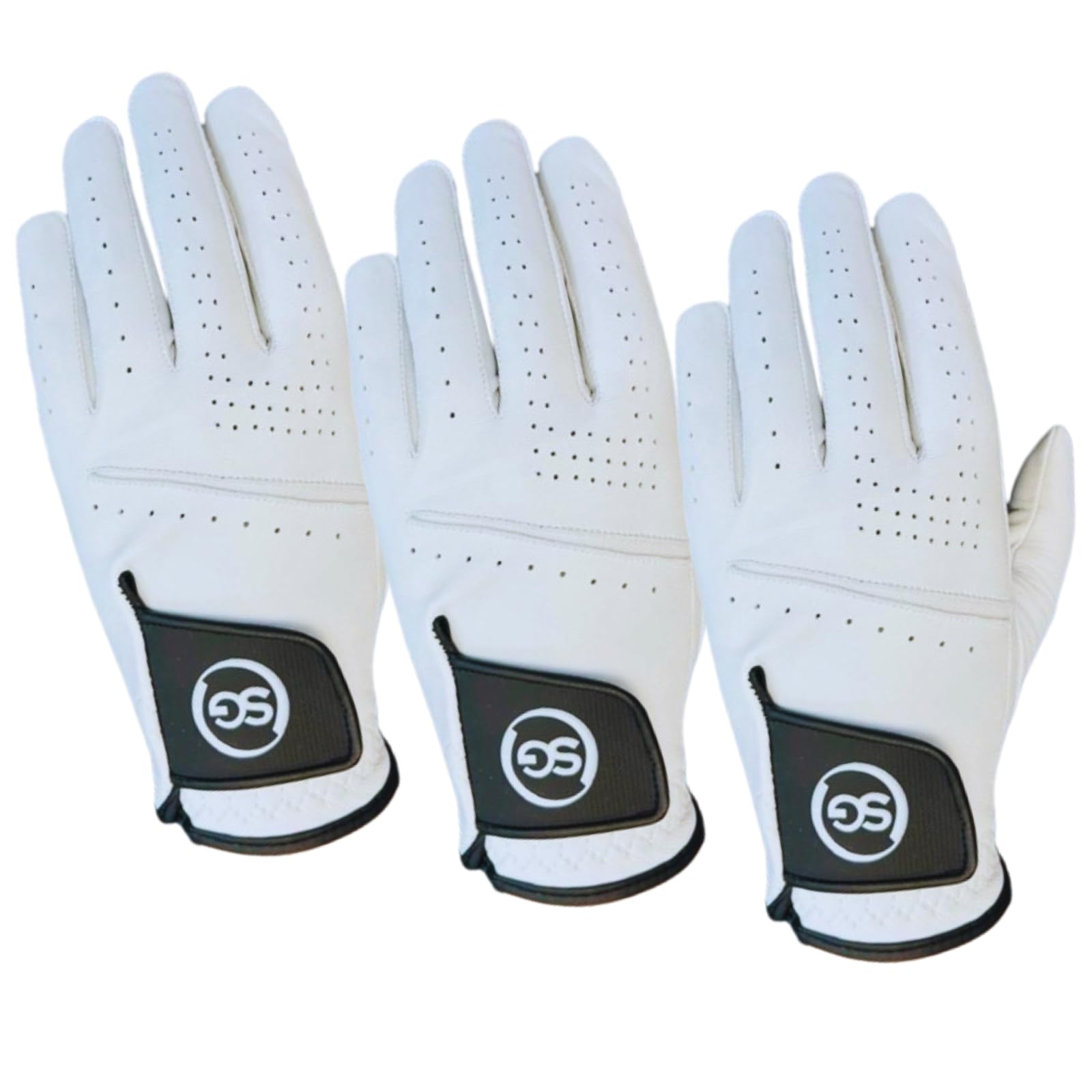 Pack of 3 Cabretta Leather Men Golf Gloves – High Grip, Soft Feel Grip & Comfortable for All Weather Conditions - Left & Right Handed Golfer - for beginners & Professionals Hawk (S, Right)