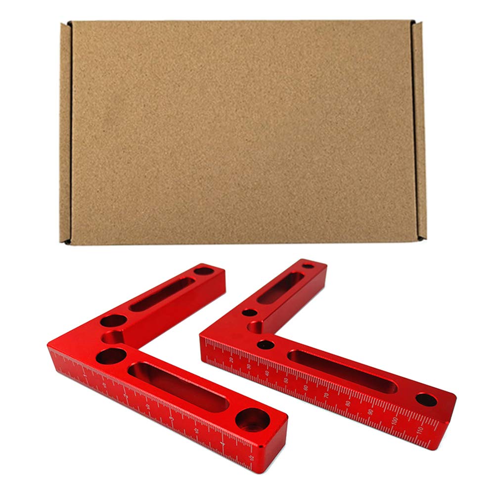 Right Angle Clamp Carpenter Tool, Frame Aluminum Alloy Fixing Ruler Corner L Type Woodworking Holder Block Positioning Squares Welding(2pcs with Box)