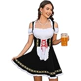 Molirex Womens Velvet Dirndl Dresses Oktoberfest Costumes Carnival Halloween Outfits S-3XL