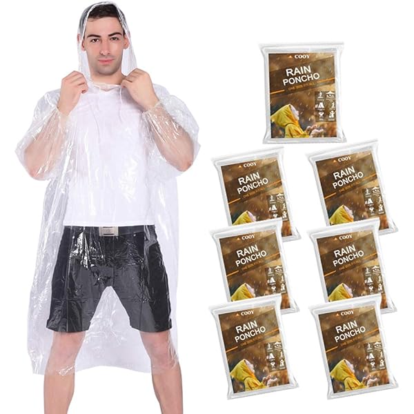 Lot De 6 Ponchos De Pluie Transparents TUNCHMO - Adultes Et Enfants, épaisseur 0,035 Mm - Imperméables, Légers, Avec Capuche