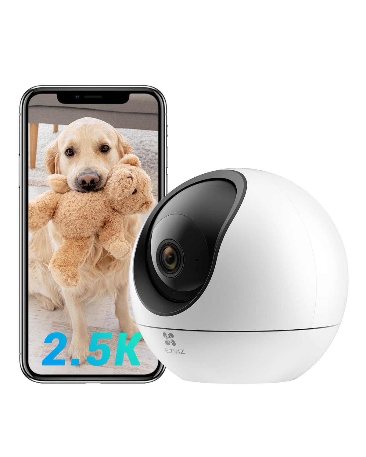 EZVIZ 4MP 2.5K Pet Camera Wireless Dual Band with APP, Bark Meow Detection, Starlight Colour Night Vision, Human Pet Detection, 4X Auto Zoom Tracking, Two Way Calling, Siren, Google Alexa Control (C6)
