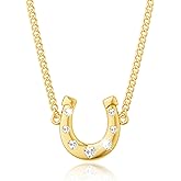 18K Gold Plated Necklace for Women,Dainty Horseshoe Necklace with Heart Cubic Zirconia, Lucky Pendant Necklace for Women,Stainless Steel Good Luck Jewelry Gift for Birthday,Anniversary or Graduation