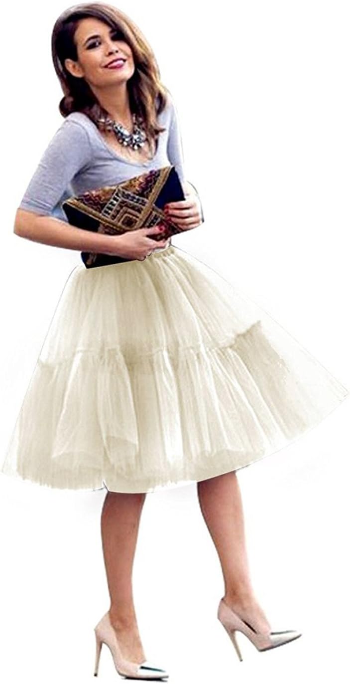 SCFL Adult Ballet Tutu Layered Organza Lace Mini Skirt Women's Princess Petticoat for Prom Party