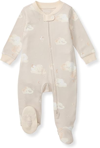 Burt's Bees Baby Boys' Organic Cotton, Sleep and Play Footed Pajamas | Easy zip front PJs feature a 2-way zipper to ensure ne