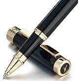 MCNTEIK Black Rollerball Pen With 24K Gold Finish, Luxury Grade Craftsmanship Pen, Schmidt 888F Ink Refill, Exquisite Men's And Women's Gift Pen Set, Professional, Writing, Executive,Office, Nice Pen