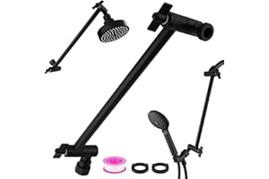ENOUGHMEN Rain Shower Head Extension 12 Inch Adjustable Rain Shower Head Extension Arm Stainless Steel Shower Head Holder G1/2 Universal Connector Compatible (Matte Black)