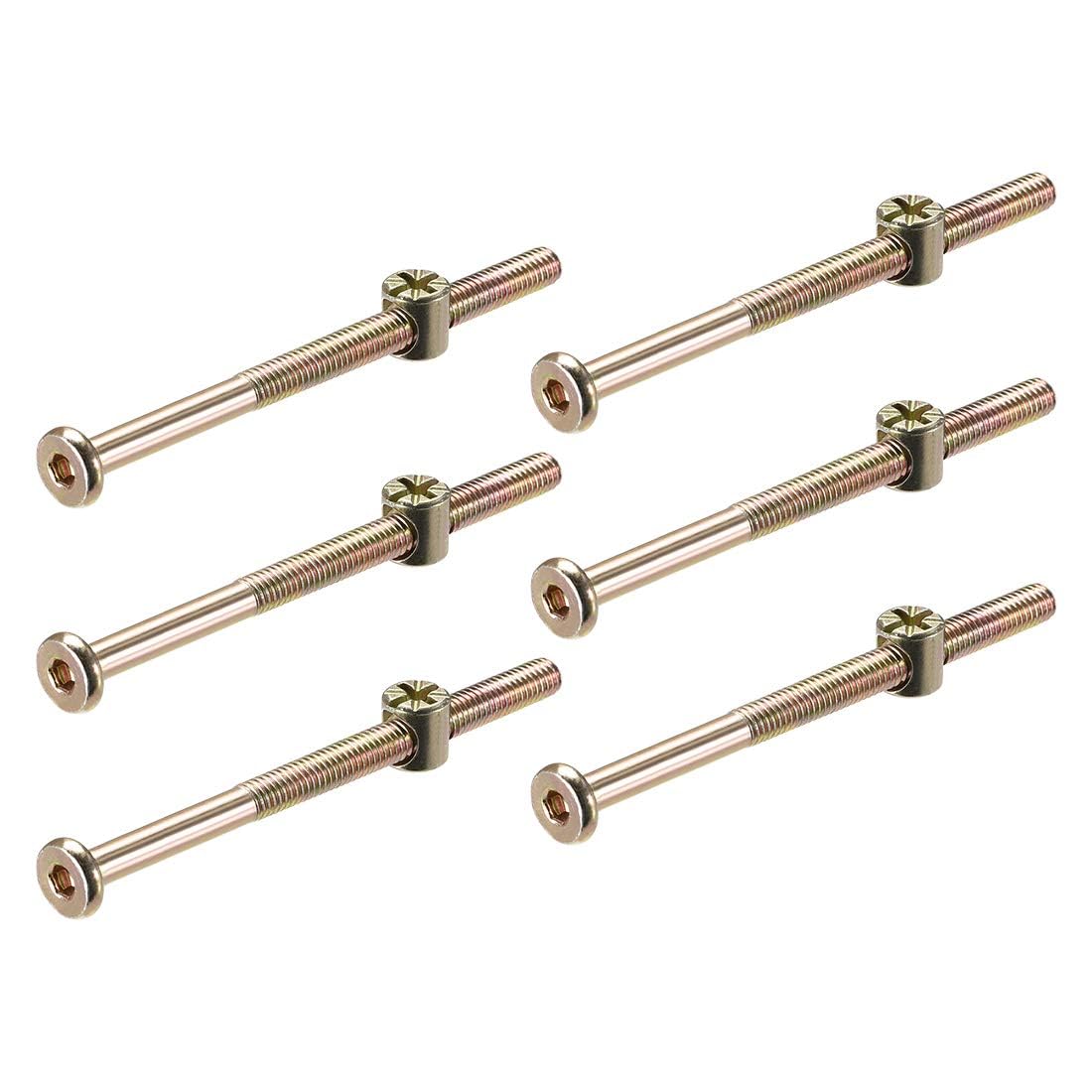 TOP-VIGOR 6Pcs Furniture Bolt Nut Set, M6x80mm Barrel Bolts and Nuts, Hex Socket Head Cap Screws Bolts Nuts, Furniture Cot Bed Bolts Crib Screws for Crib Bunk Bed Furniture Cot