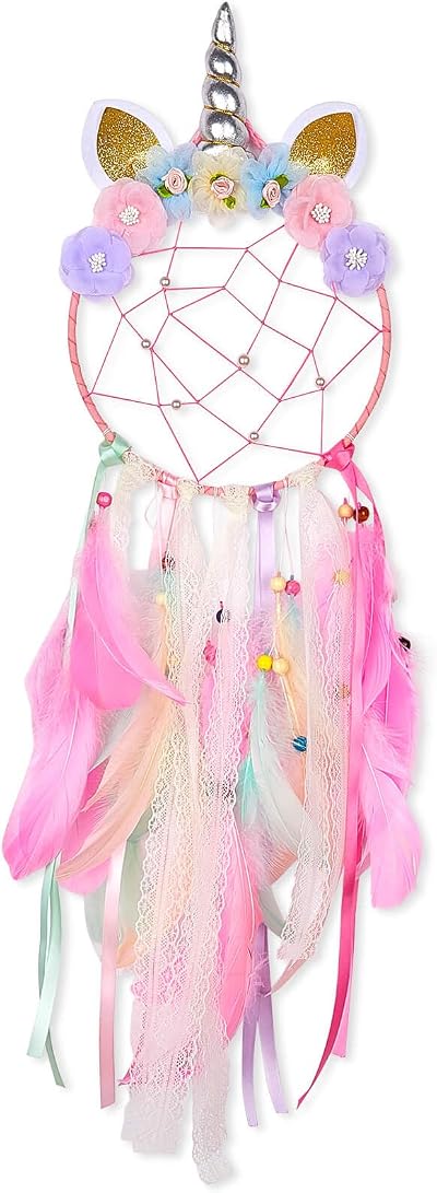 MHJY Unicorn Dream Catcher Large Handmade Wall Hanging Kids Bedroom Decor