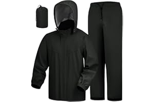 iCreek Rain Suit Waterproof Hooded Rain Gear Breathable Lightweight Packable Rain Jacket Pants Men Women for Hiking Fish Golf