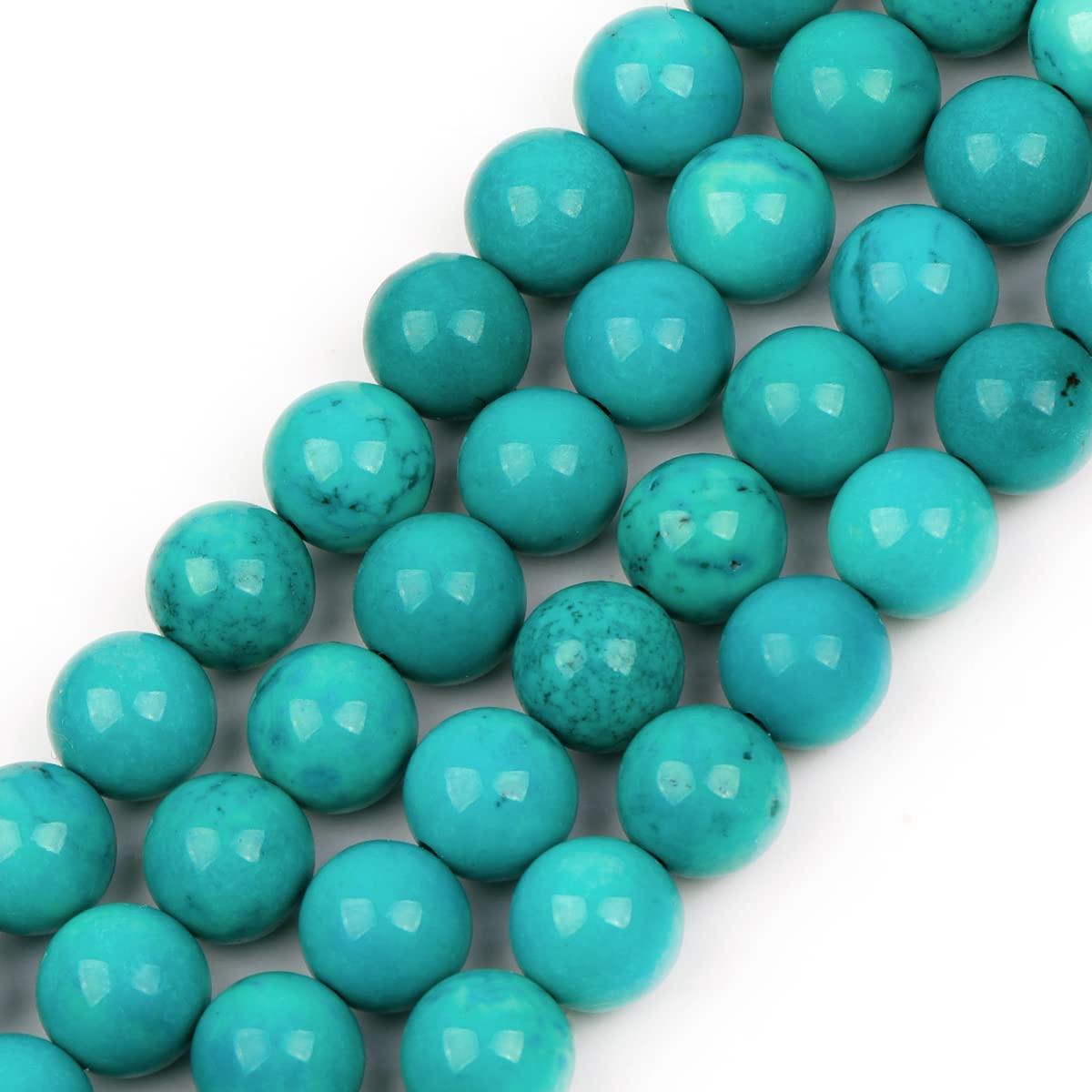 GEM-Inside Natural 8mm Blue Turquoise Round Gemstone Semi Precious Loose Beads for Jewellery Making 15''