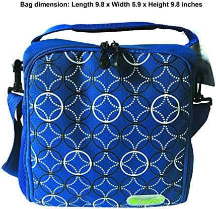 GreEco Large Capacity Cooler Bag, Lunch Box Bag, Insulated Picnic Bag, Camping Cooler, Trunk Cooler, Large, Blue Circles