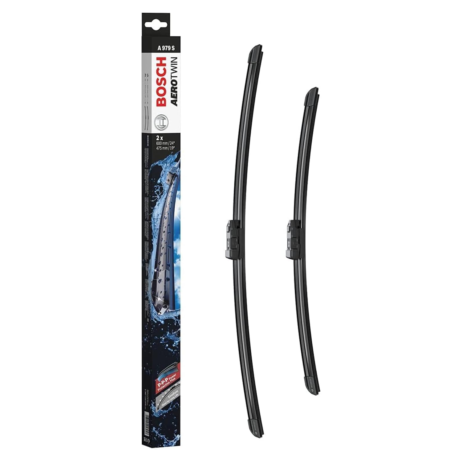 Bosch Wiper Blade Aerotwin A979S, Length: 600mm/475mm – Set of Front Wiper Blades - Only for Left-Hand Drive (EU)
