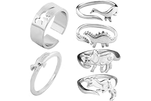 INENIMARTJ Dinosaur Rings, Cute Stegosaurus Tyrannosaurus And Triceratops Adjustable Rings for Teen Boys Girls, Gift For Him Her Personalized, Jurassic Era Dinosaur Ring for Men Women