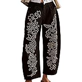 YSW Embroidered Mid Rise Jeans for Women Baggy Boyfriend Jean Boho Barrel Horseshoe Vintage Pants