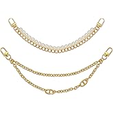 2Pcs Purse Extender Chain, Gold Handbag Straps Cute Flower Cherry Pearl Metal Purse Strap Extender