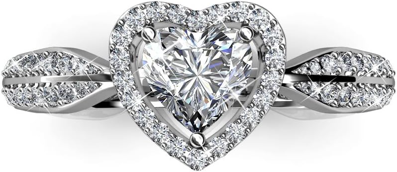 Tk Beauty Brass with 18k white gold plated Swarovski Crystal Lady Bridal Proposal Ring