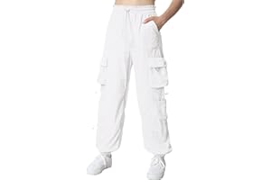Mebius Girls Cargo Pants Parachute with Pockets Drawstring Elastic Kids Joggers Loose Hip Hop Youth Y2K 8-14 Years